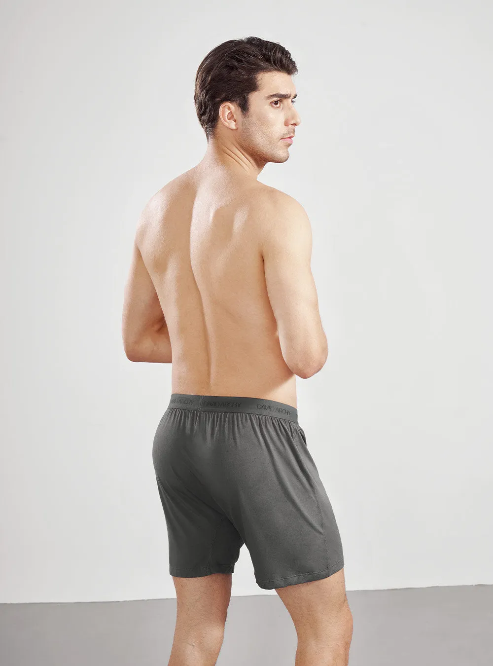 3 Packs Breathable Bamboo Rayon Fiber Boxer With Button Fly