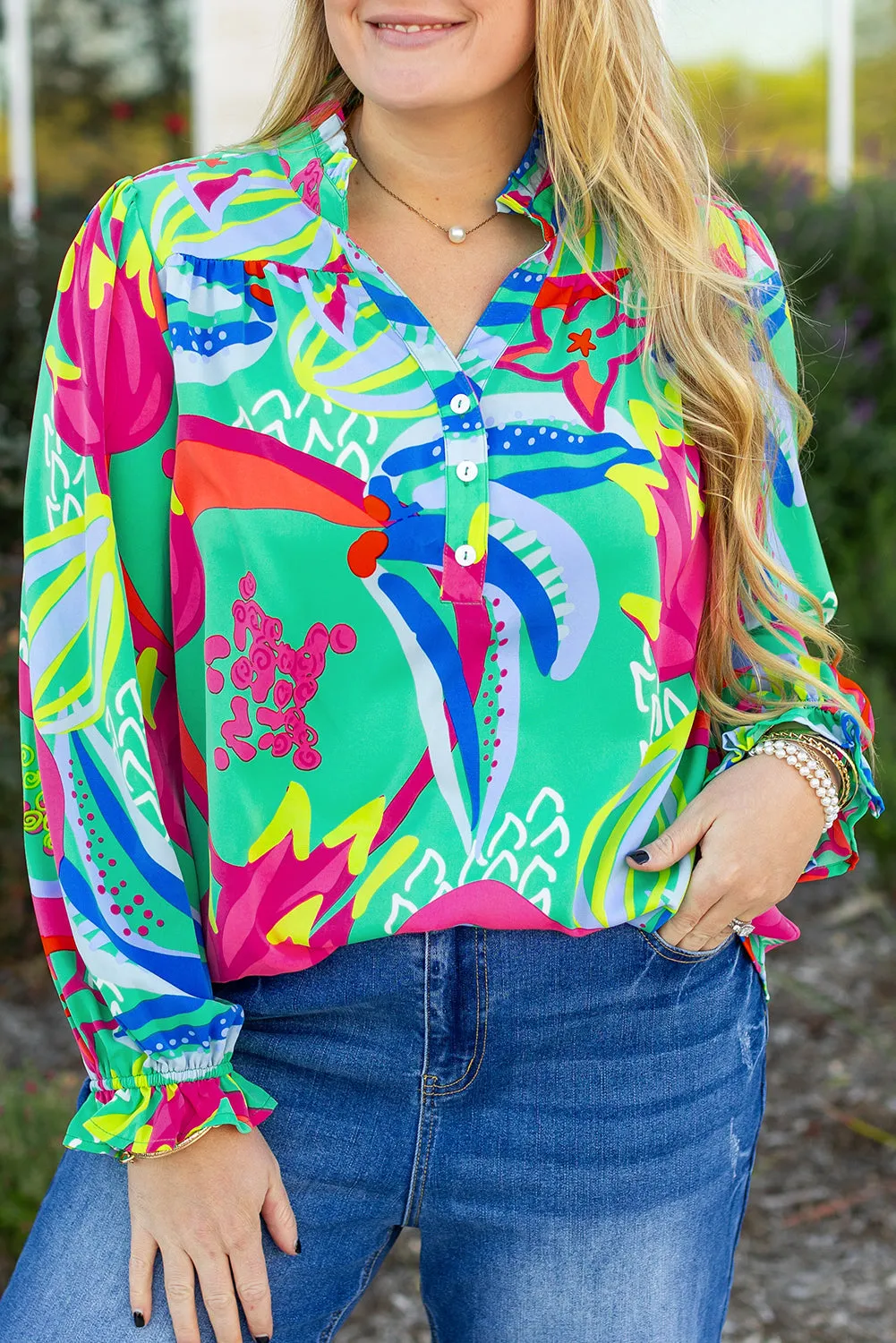 Abstract Printed Plus Size Blouse