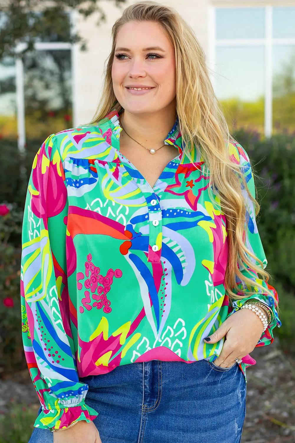 Abstract Printed Plus Size Blouse