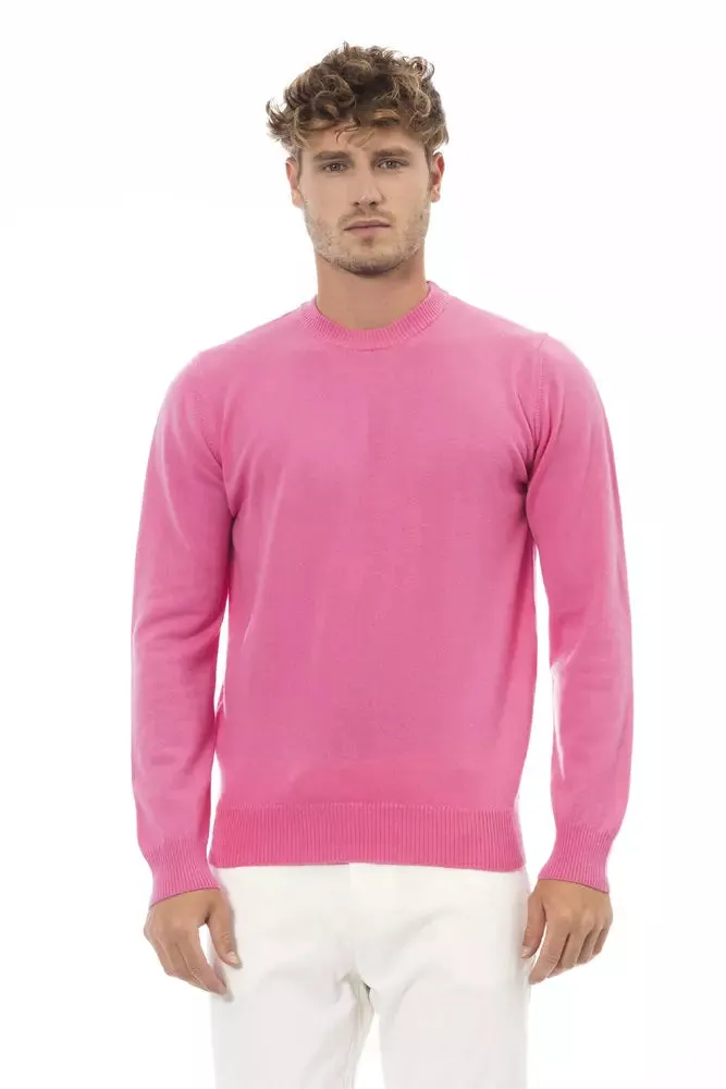 Alpha Studio Pink Wool Men Sweater