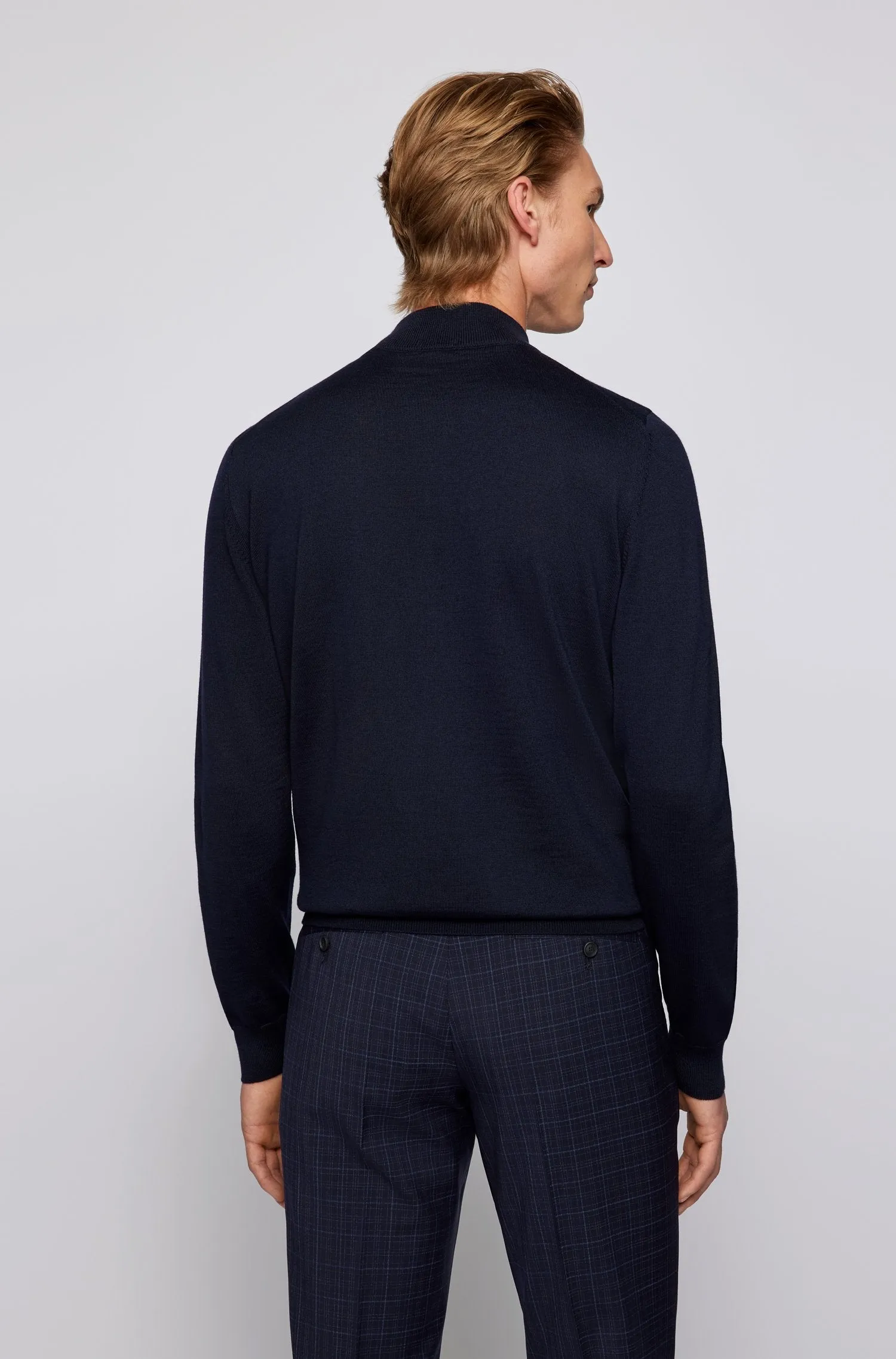 Balonso-L Wool Full Zip Sweater 50435451 402 Dark Blue