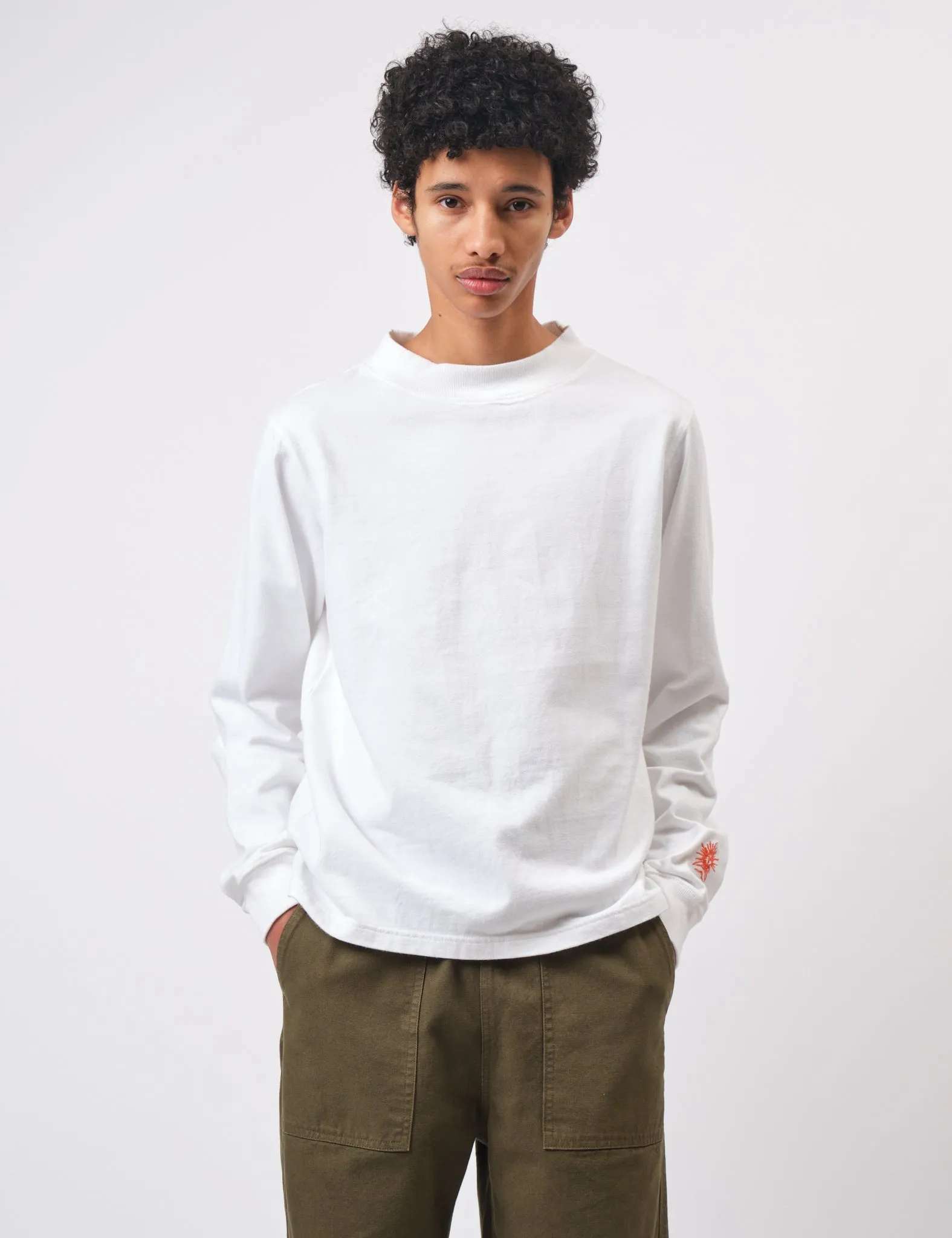 Bhode Turtle Neck Long Sleeve Jersey 300gsm - White