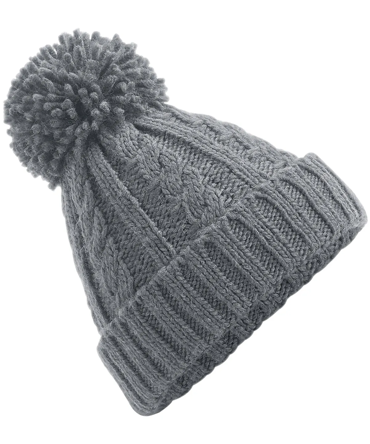 Cable knit melange beanie | Light Grey