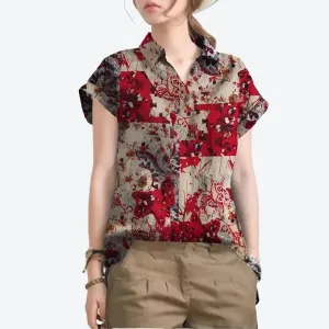 Casual Printed Patchwork Blouses