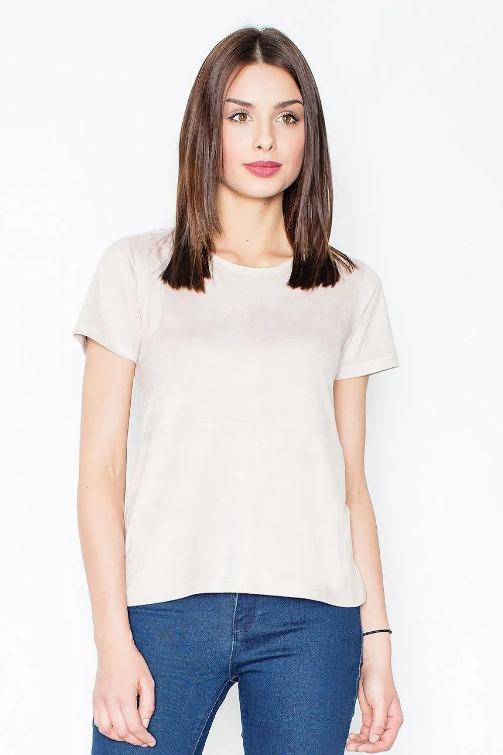 Chic Beige Short Sleeve Blouse