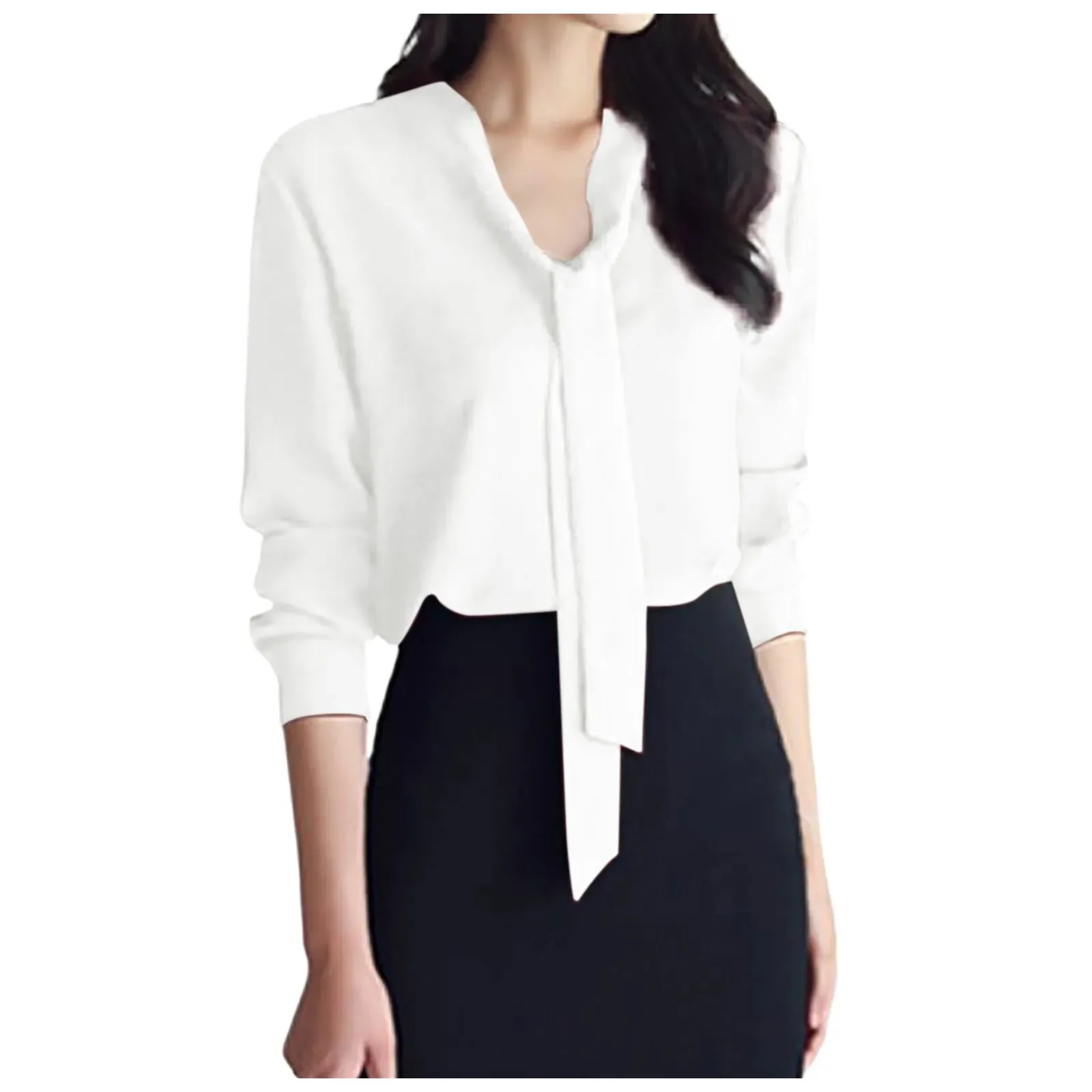 Chic Detachable Ribbon Blouse for Women