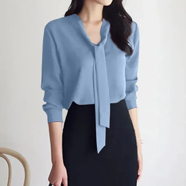 Chic Detachable Ribbon Blouse for Women