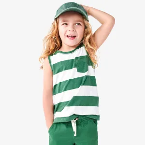 Clearance kids pocket tank in rugby stripe