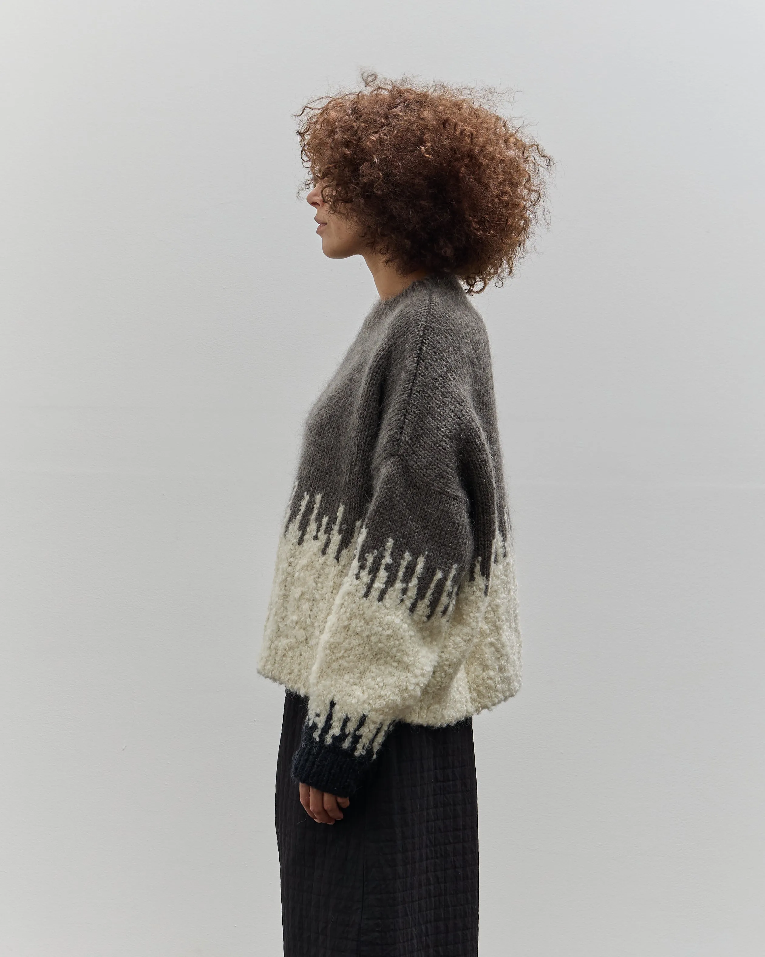 Cordera Silk & Mohair Textured Sweater, Grey Multi