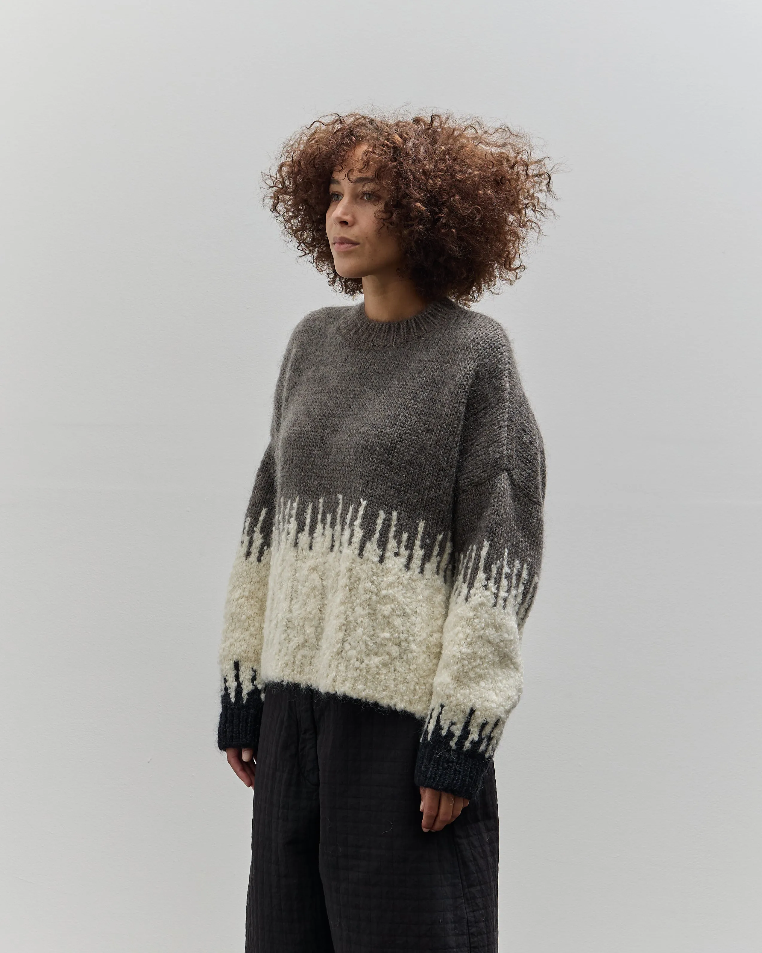 Cordera Silk & Mohair Textured Sweater, Grey Multi