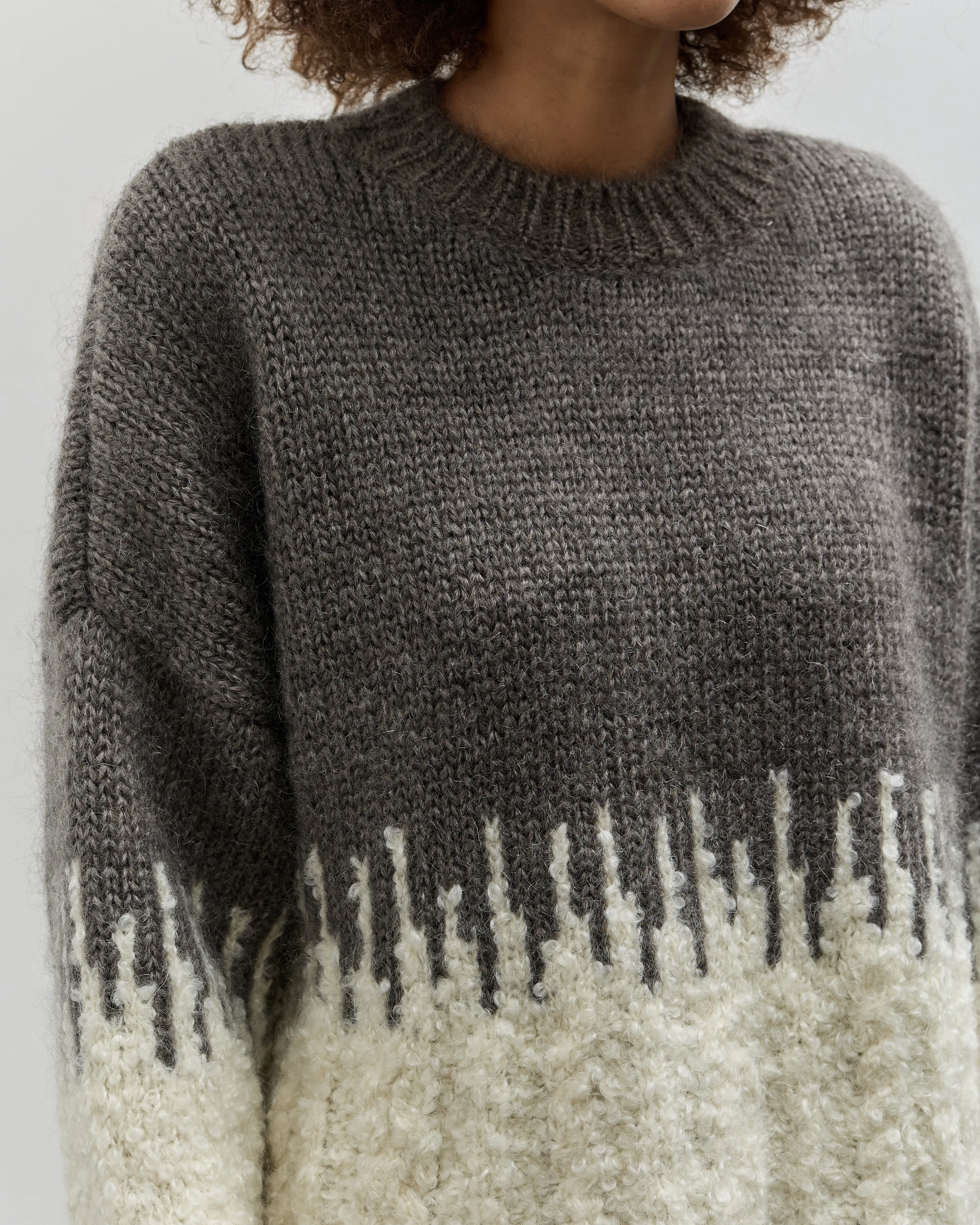 Cordera Silk & Mohair Textured Sweater, Grey Multi