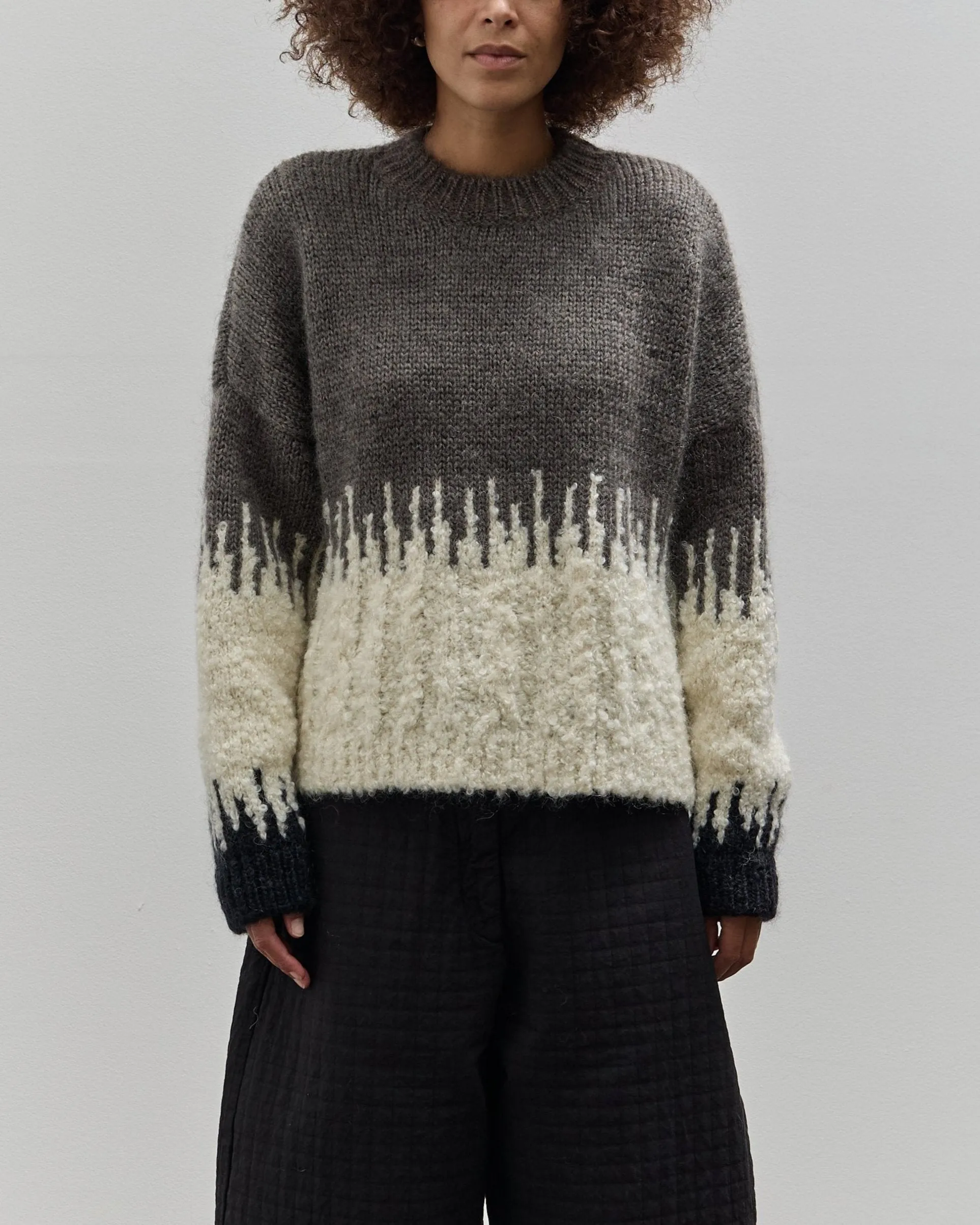 Cordera Silk & Mohair Textured Sweater, Grey Multi