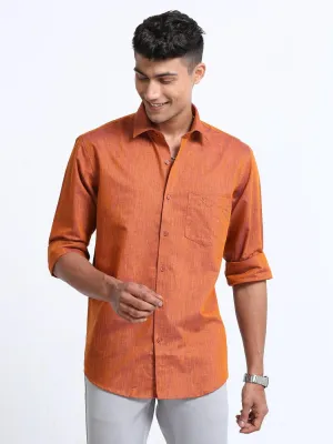 Cotton Linen Coral Colour Shirt Full Sleeve