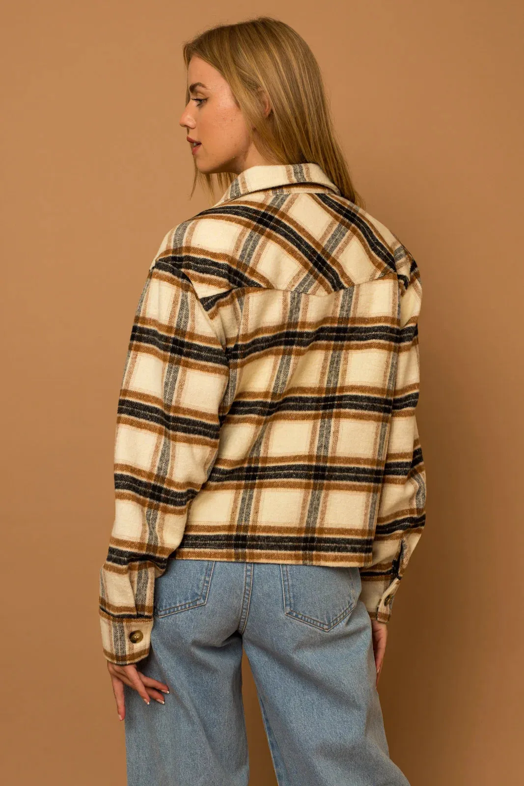 Cozy Relaxed-Fit Plaid Flannel Pocket Short Shacket