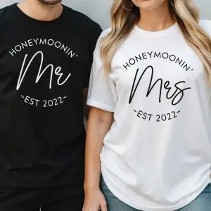 Customised 'Just Wed' Tees - Honeymoon Essentials - Mr & Mrs - Matching Set