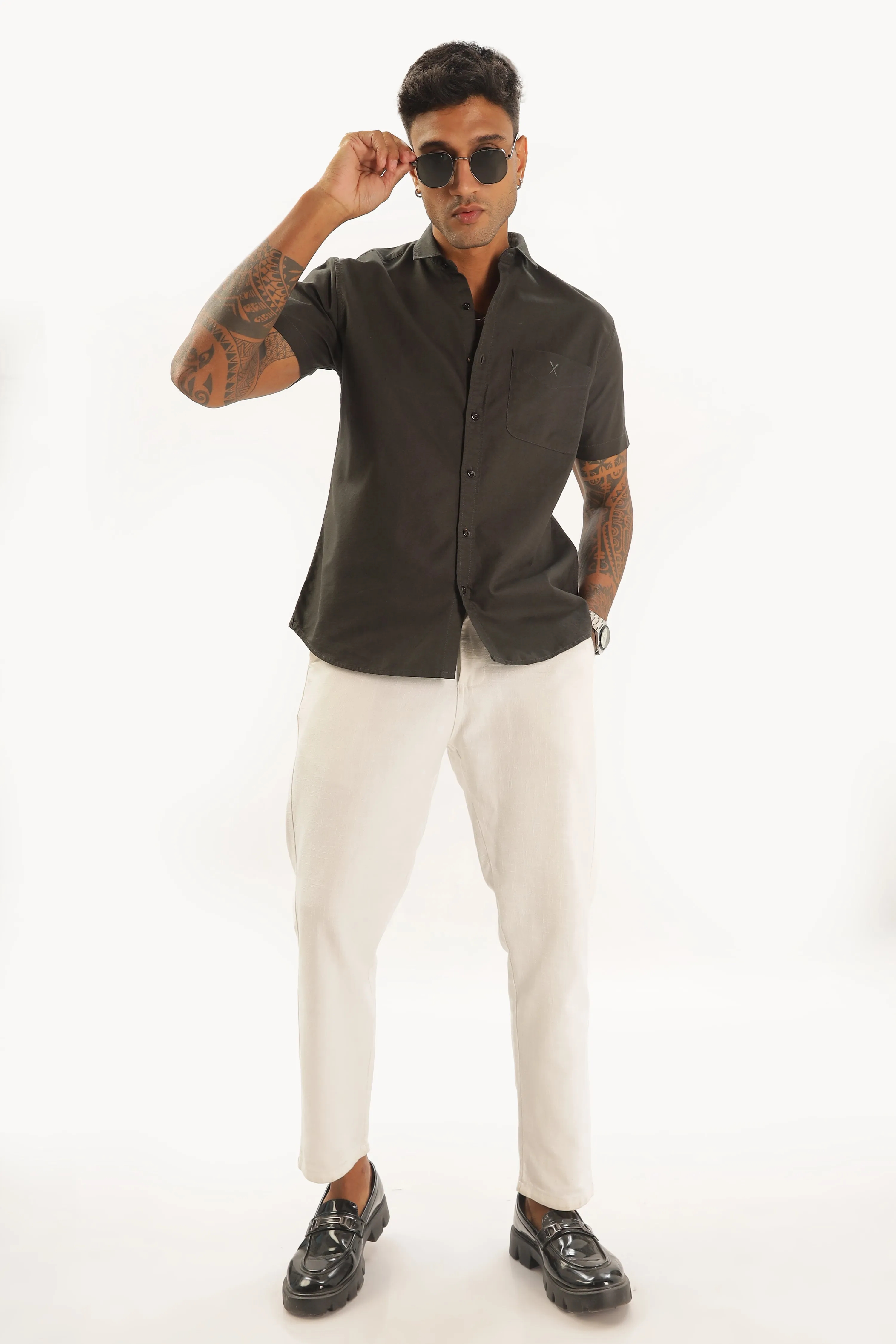 Dark Green Half Sleeve Regular Fit Shirt