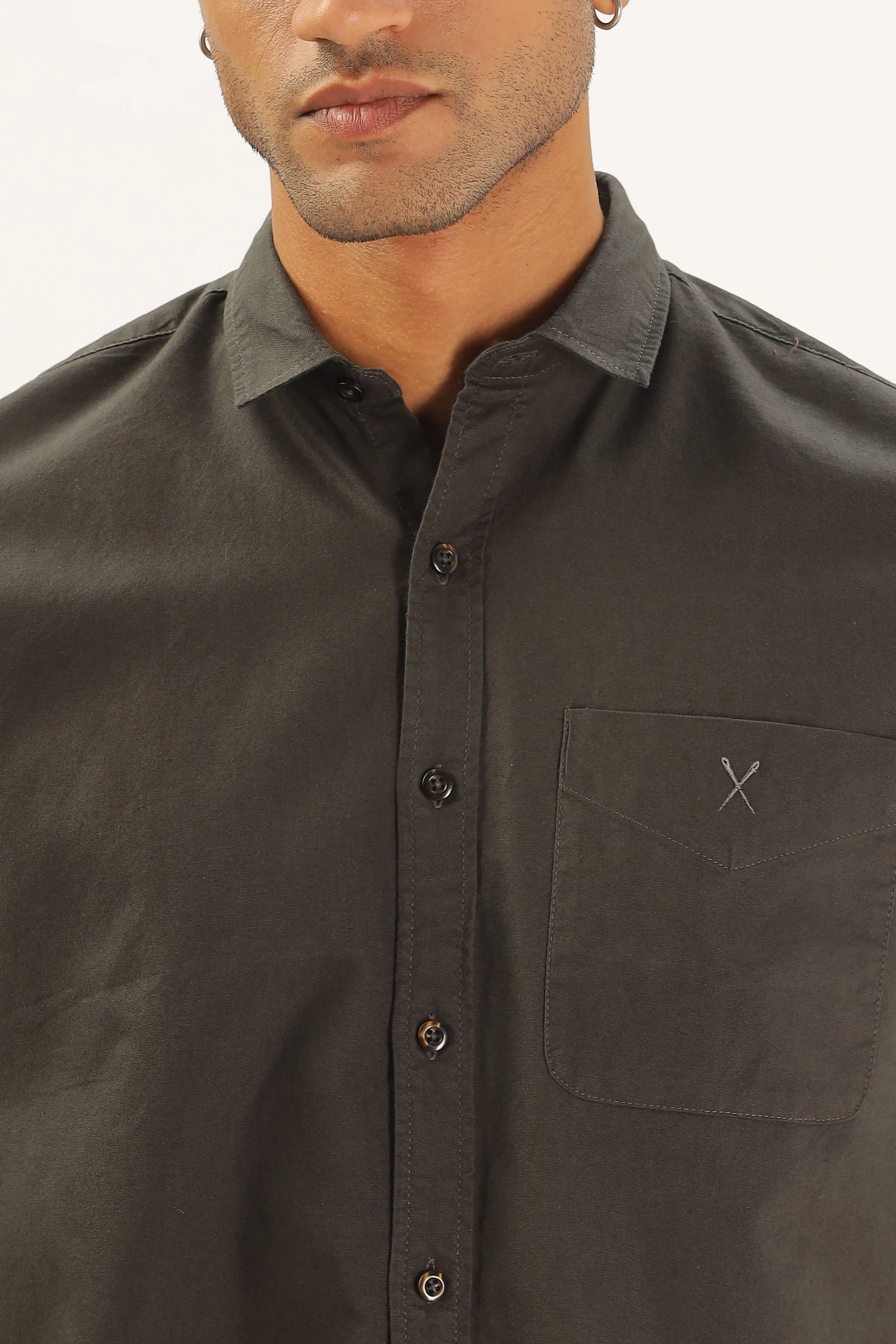 Dark Green Half Sleeve Regular Fit Shirt