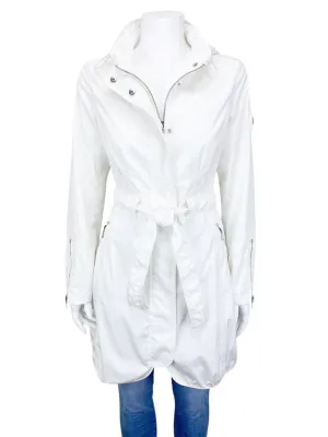 Dawn Levy Women's Lightweight Belted Rain Jacket Off White Size S