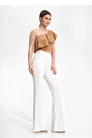 Elegant Asymmetric Ruffle Crop Top for a Fashion-Forward Look