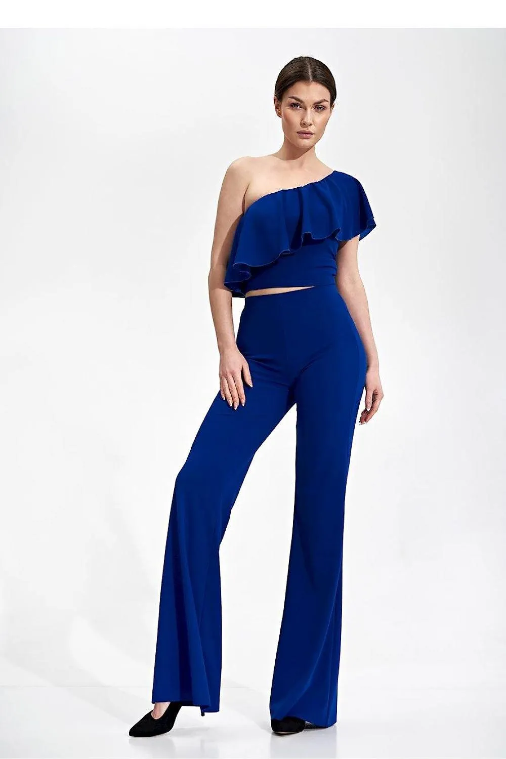 Elegant Asymmetric Ruffle Crop Top for a Fashion-Forward Look