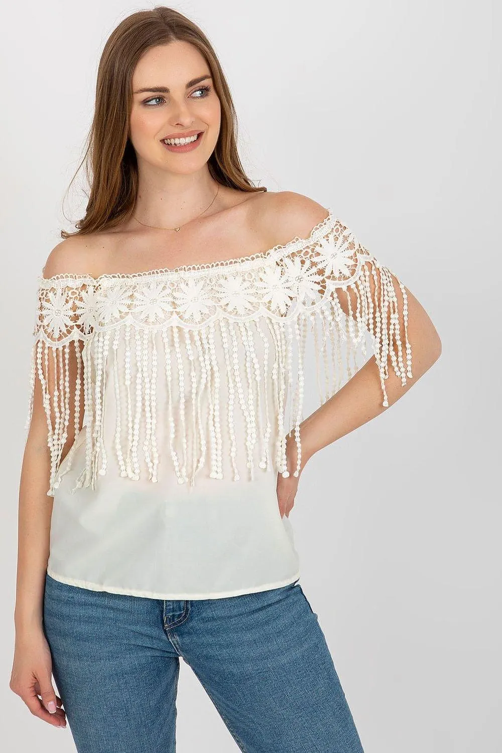 Elegant Lace-Trimmed Spanish Summer Top