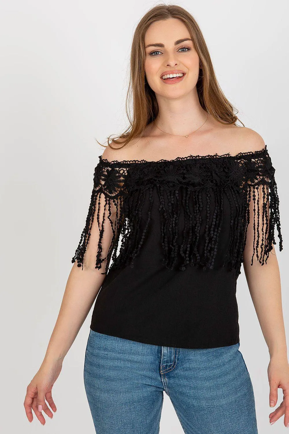 Elegant Lace-Trimmed Spanish Summer Top