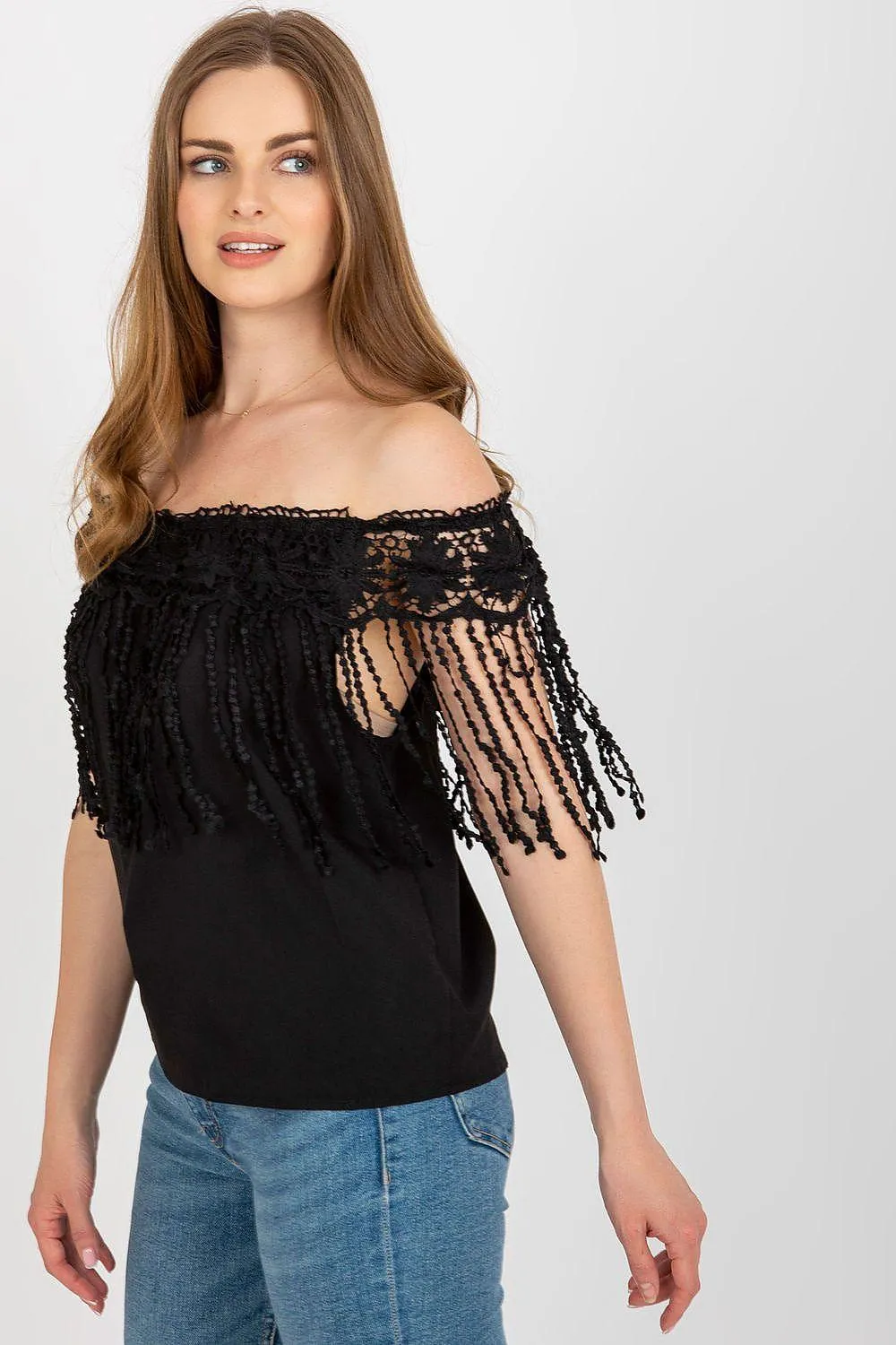 Elegant Lace-Trimmed Spanish Summer Top