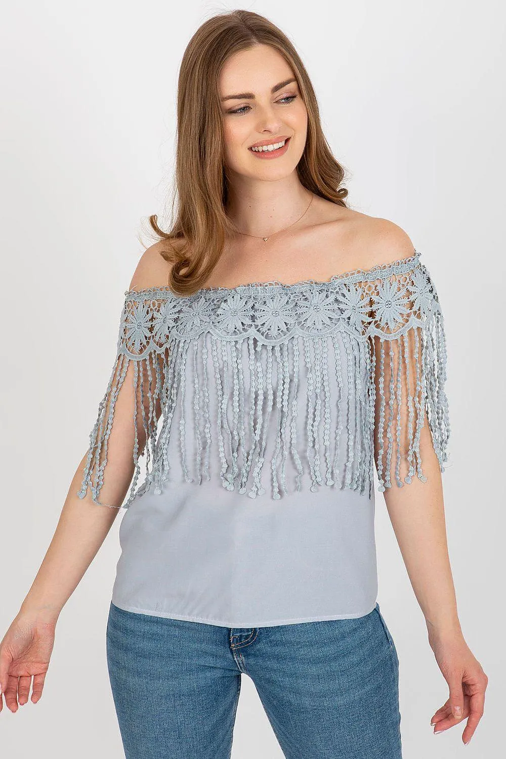 Elegant Lace-Trimmed Spanish Summer Top