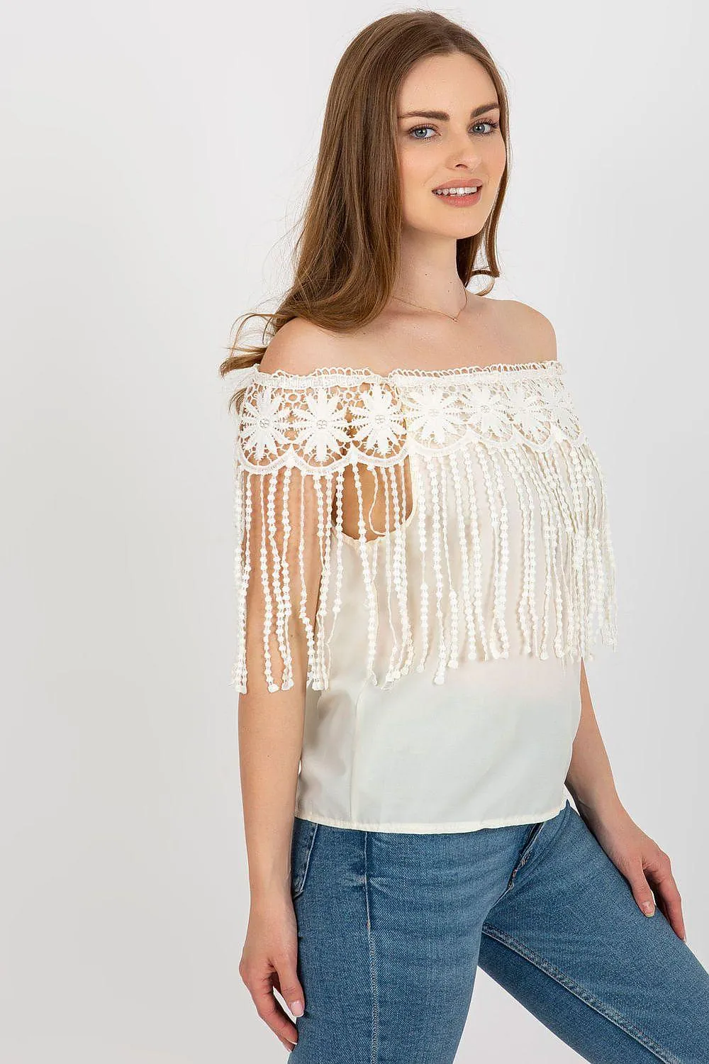 Elegant Lace-Trimmed Spanish Summer Top