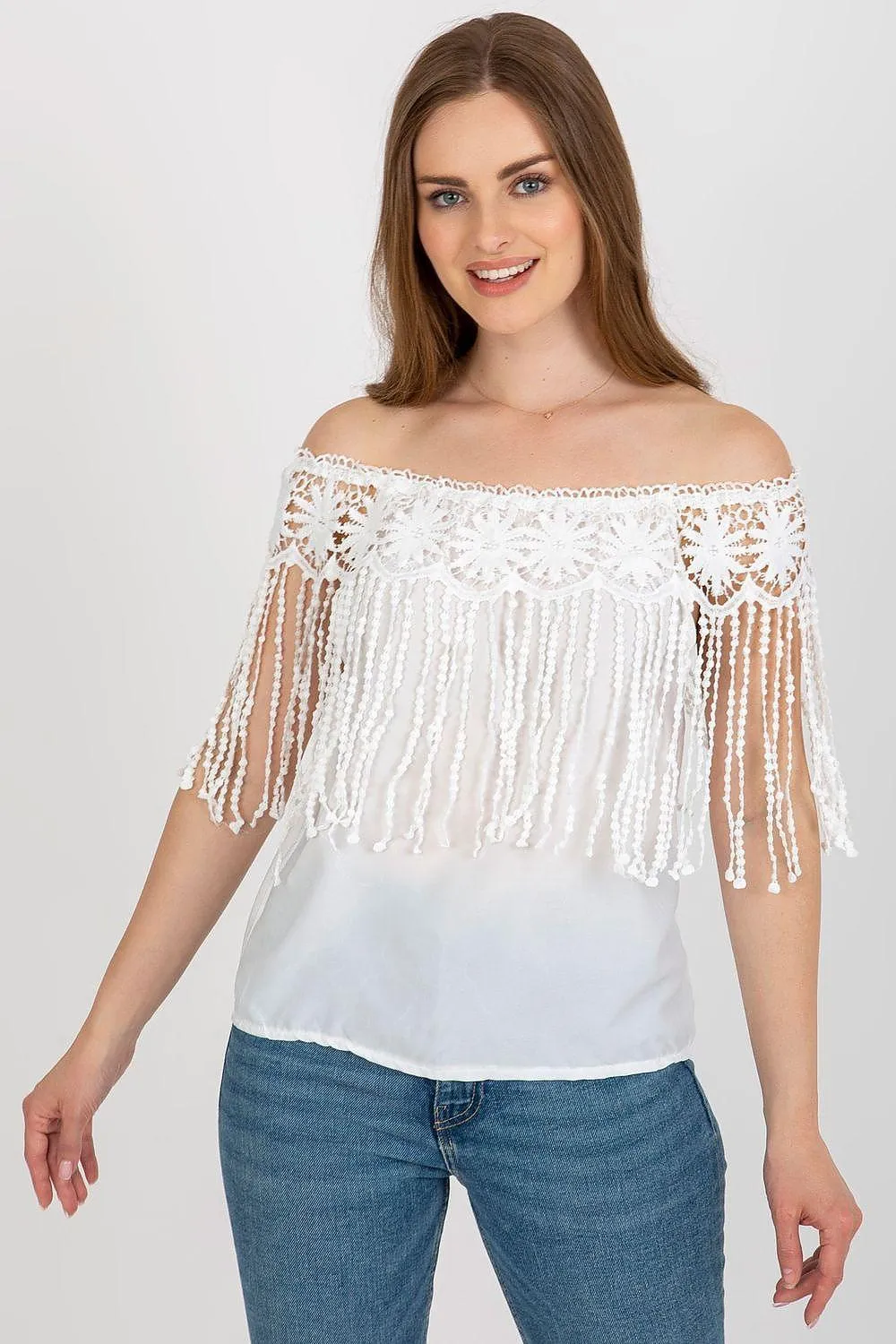 Elegant Lace-Trimmed Spanish Summer Top