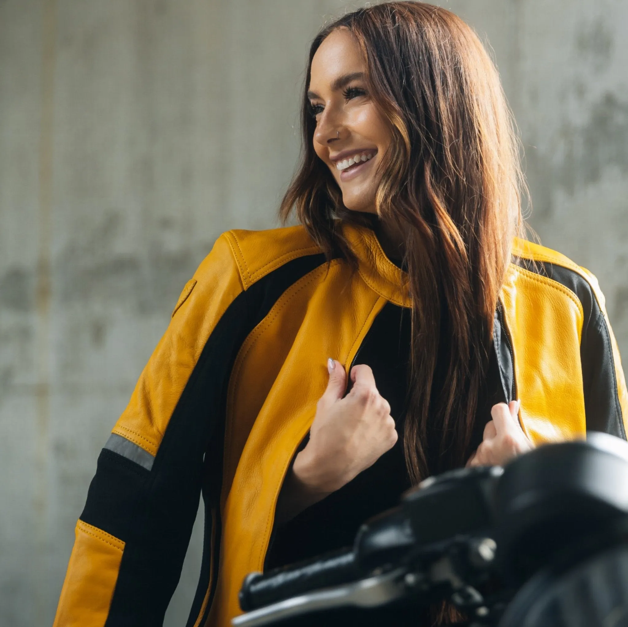 FIONA YELLOW - Women's Motorcycle Leather Jacket