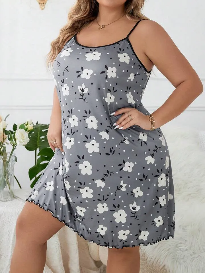 Garnish Flower Short Nighty for Women