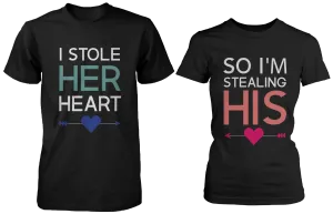 I Stole Her Heart So I'm Stealing Heart Matching Couple Shirts (Set)