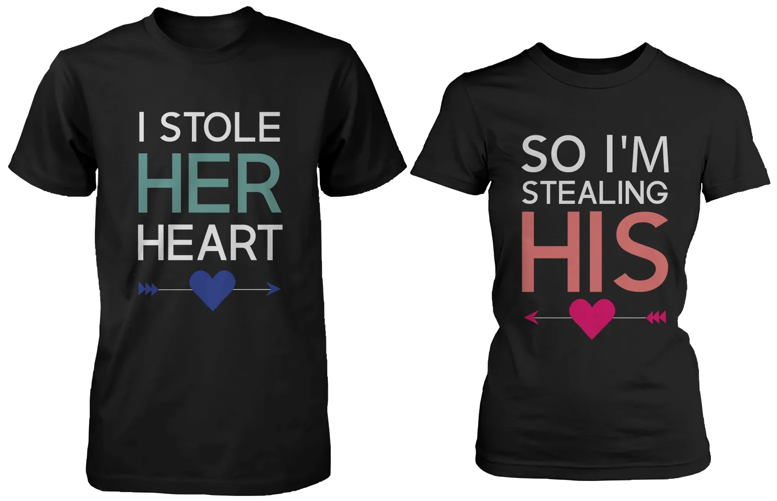 I Stole Her Heart So I'm Stealing Heart Matching Couple Shirts (Set)