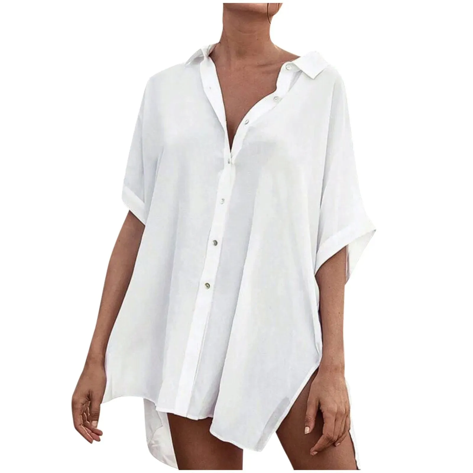 JuliaFashion - 2024 Vintage Chic White Button-Up Blouses