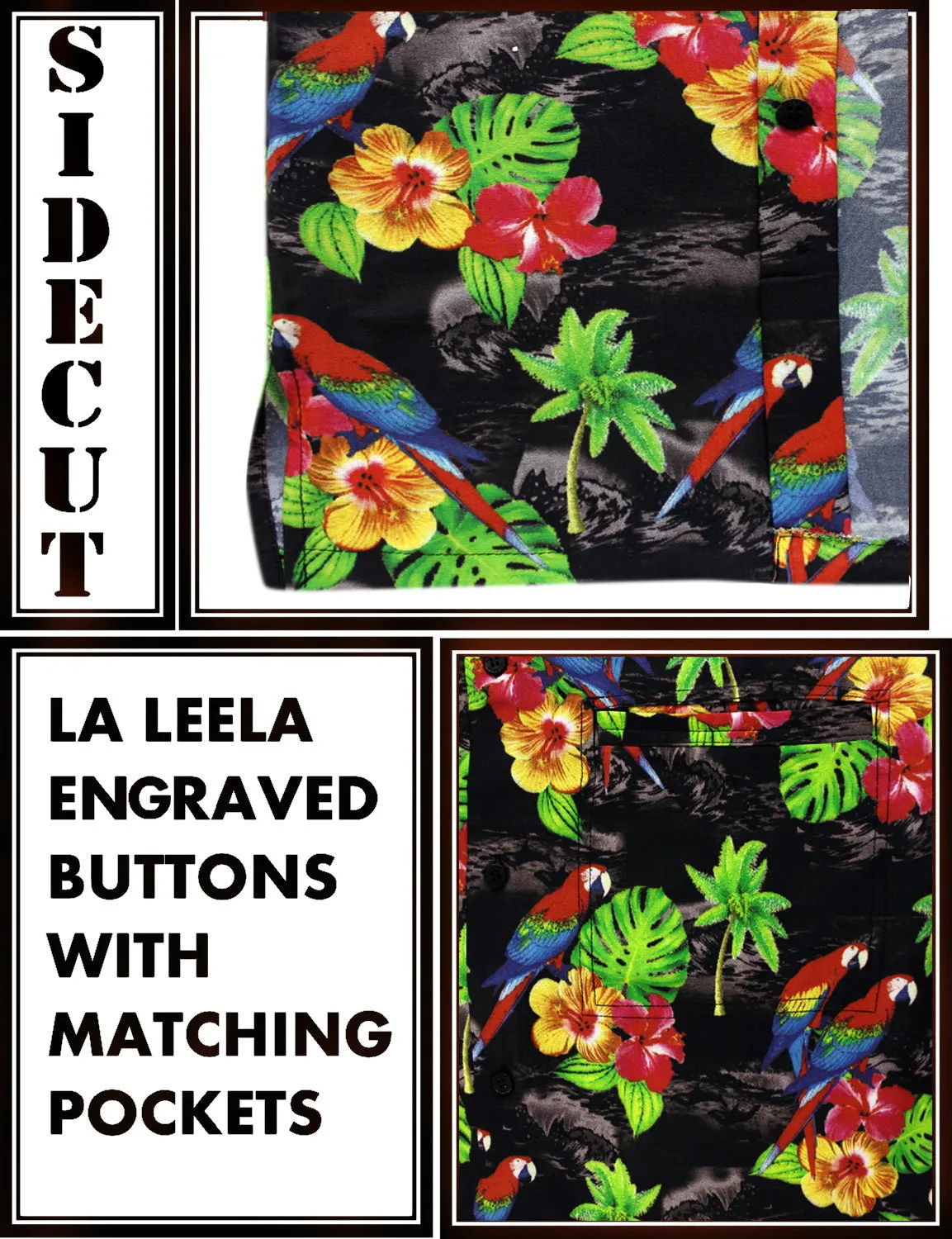 LA LEELA Men's Aloha Hawaiian Shirt Short Sleeve Button Down Casual Beach Party DRT154 Black