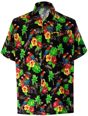 LA LEELA Men's Aloha Hawaiian Shirt Short Sleeve Button Down Casual Beach Party DRT154 Black