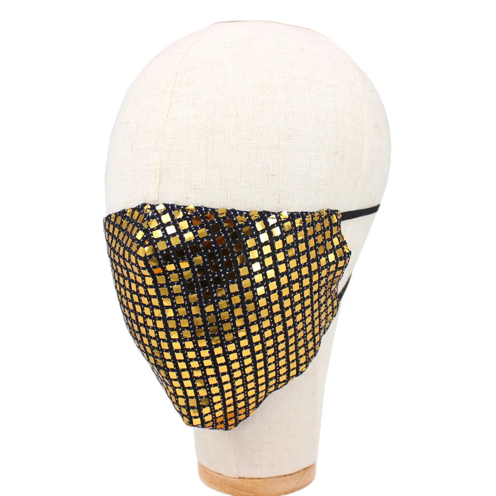 Lia Black Metallic Embellished Fashion Mask