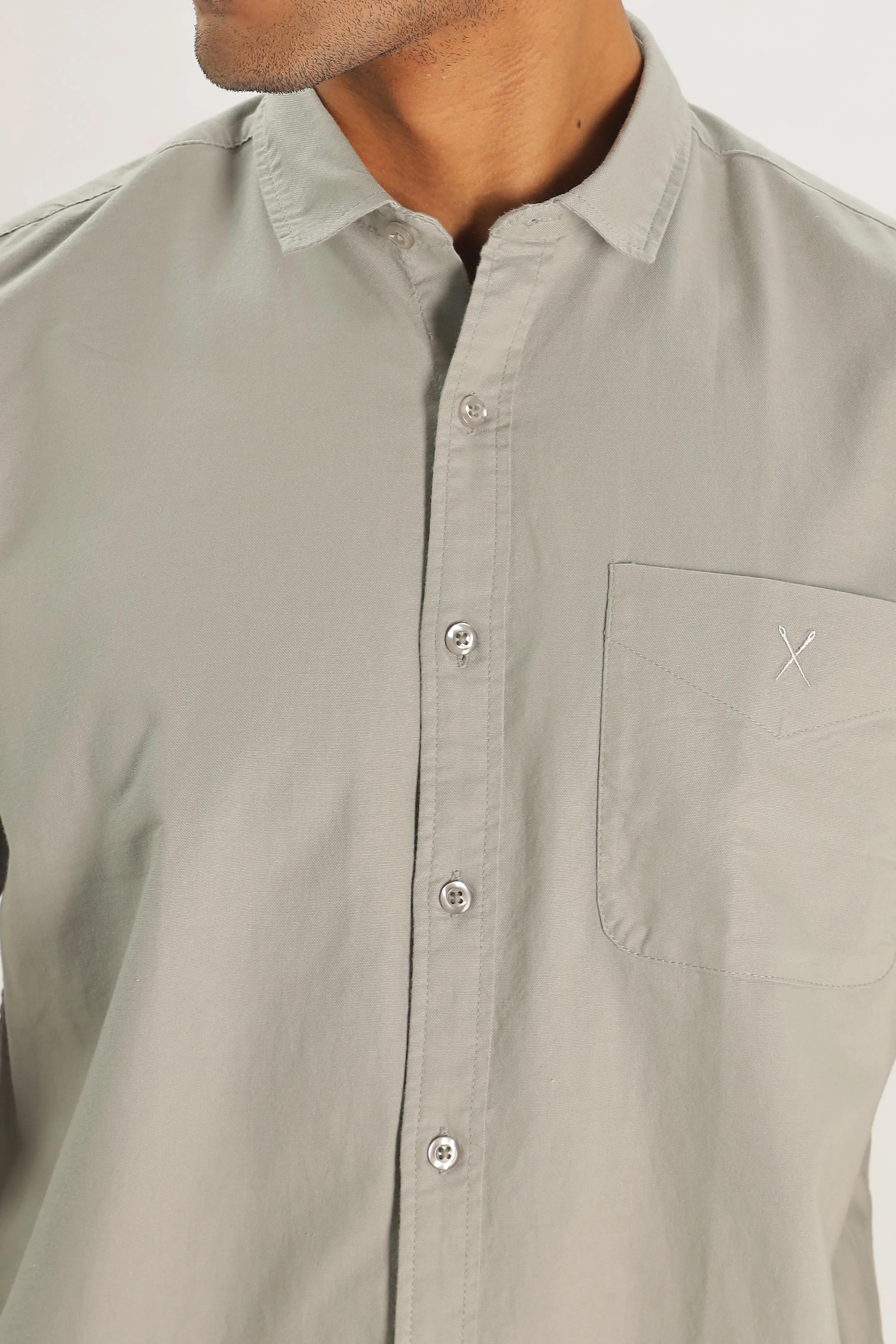 Light Gray Half Sleeve Regular Fit Shirt