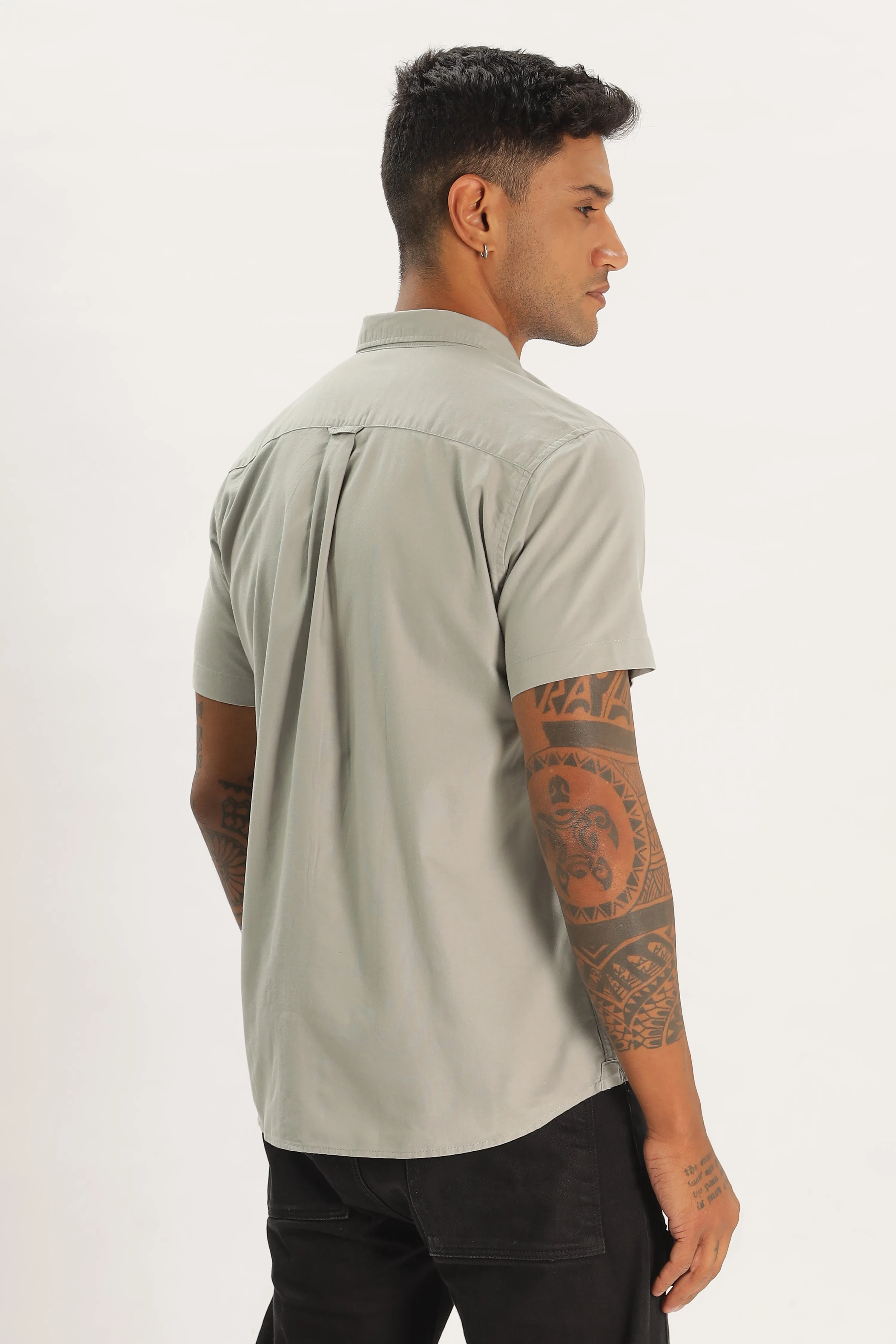 Light Gray Half Sleeve Regular Fit Shirt