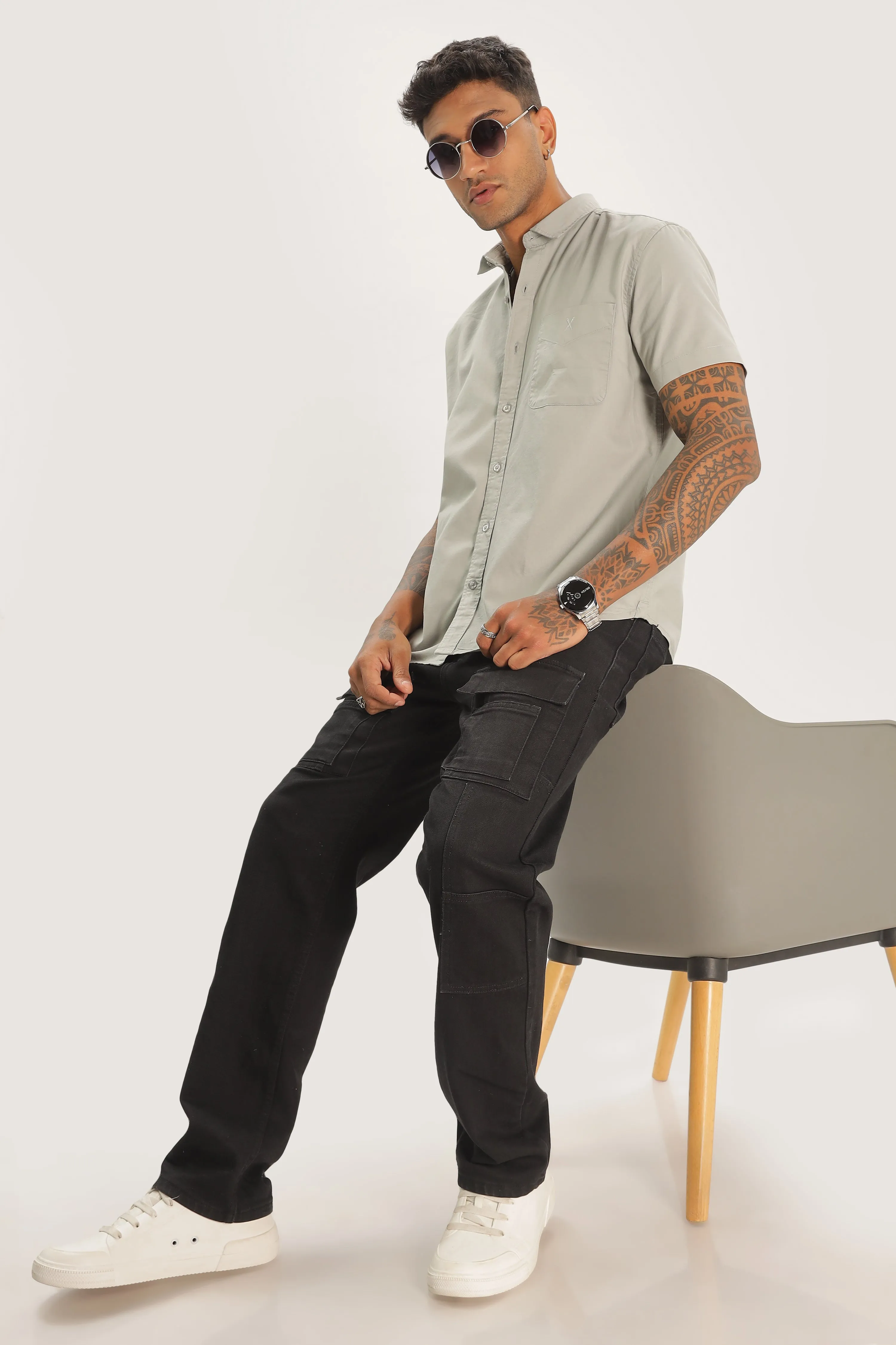 Light Gray Half Sleeve Regular Fit Shirt