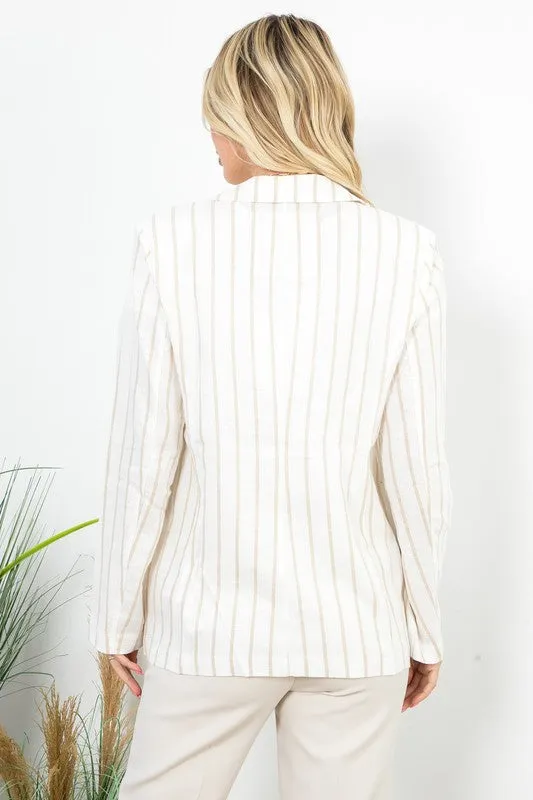 Linen Blend Stripe Sailor Blazer | FINAL SALE