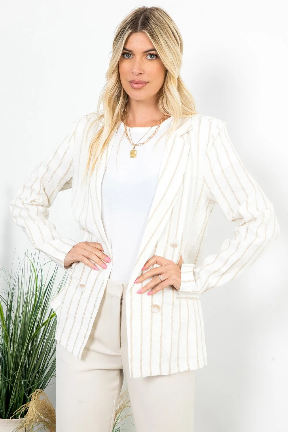 Linen Blend Stripe Sailor Blazer | FINAL SALE