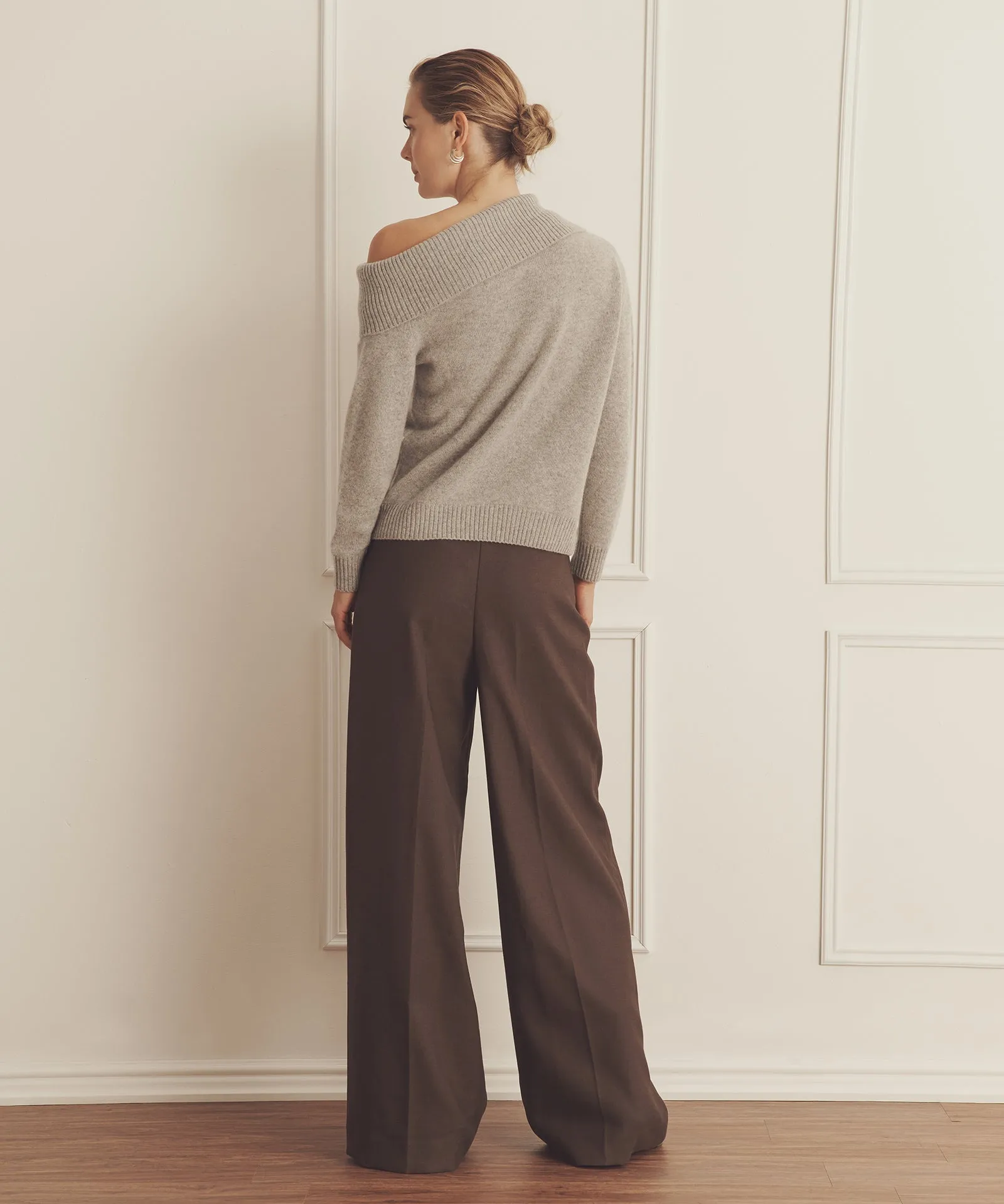 Luxe Cashmere Collared Asymmetrical Sweater