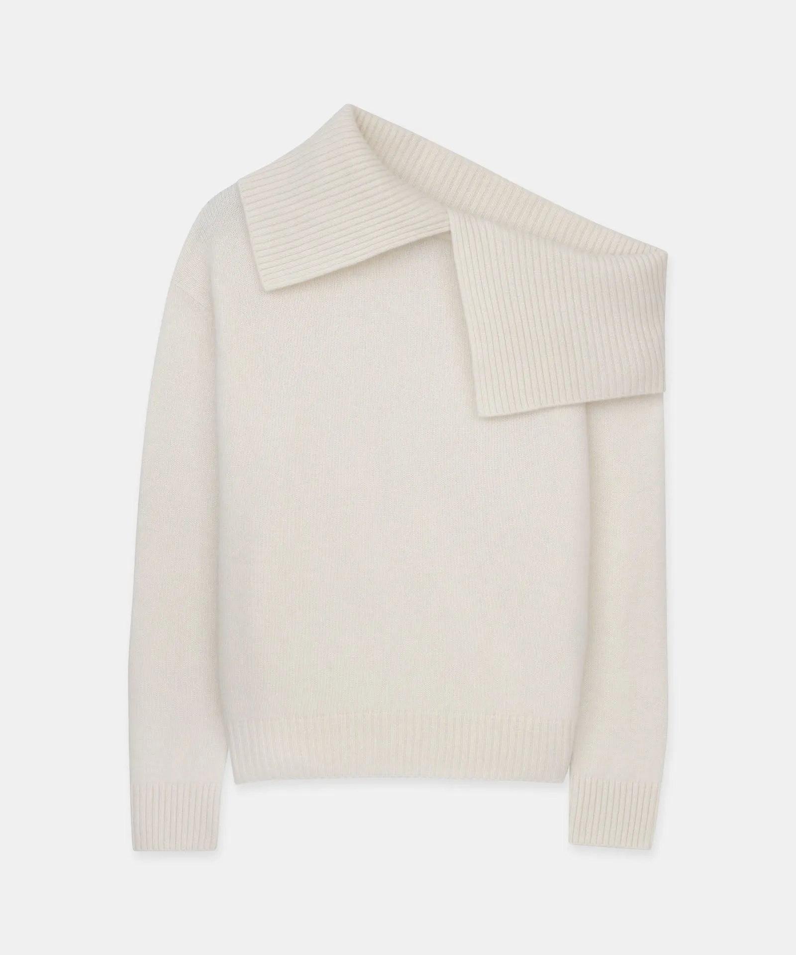 Luxe Cashmere Collared Asymmetrical Sweater