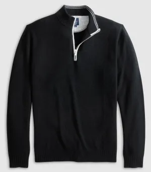 Mayfair Cashmere Quarter Zip Sweater in Black by Johnnie-O