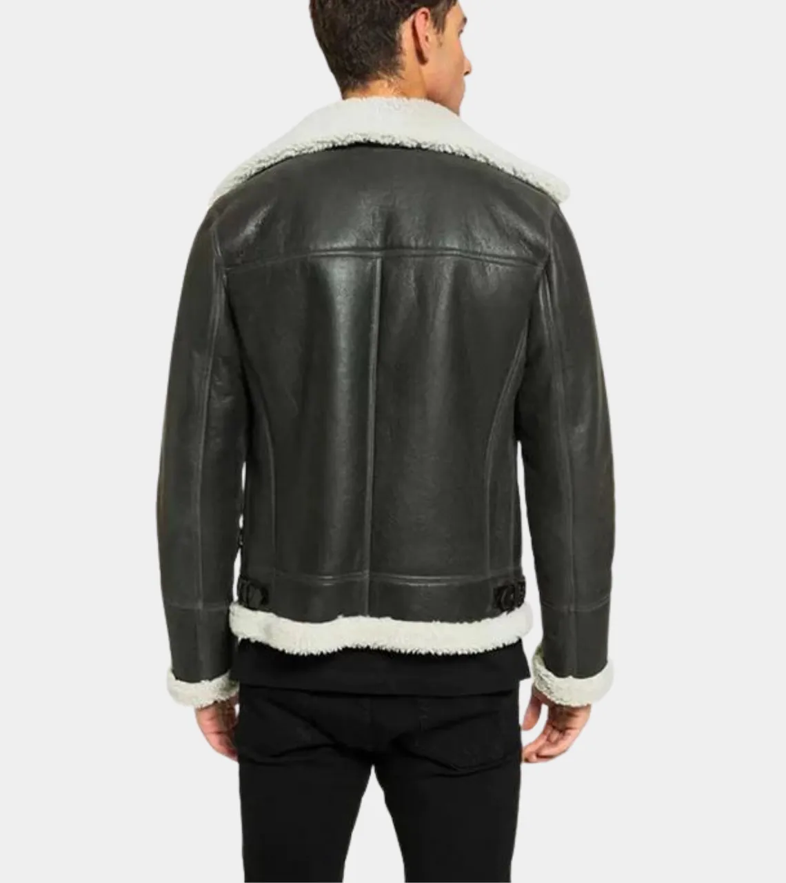 Men’s Black Leather Shearling Jacket