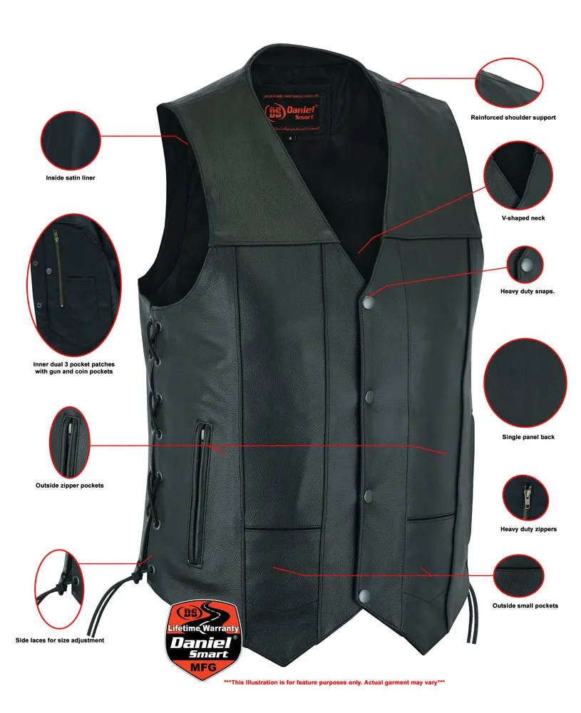 Men’s Ten-Pocket Motorcycle Vest with Concealed Carry