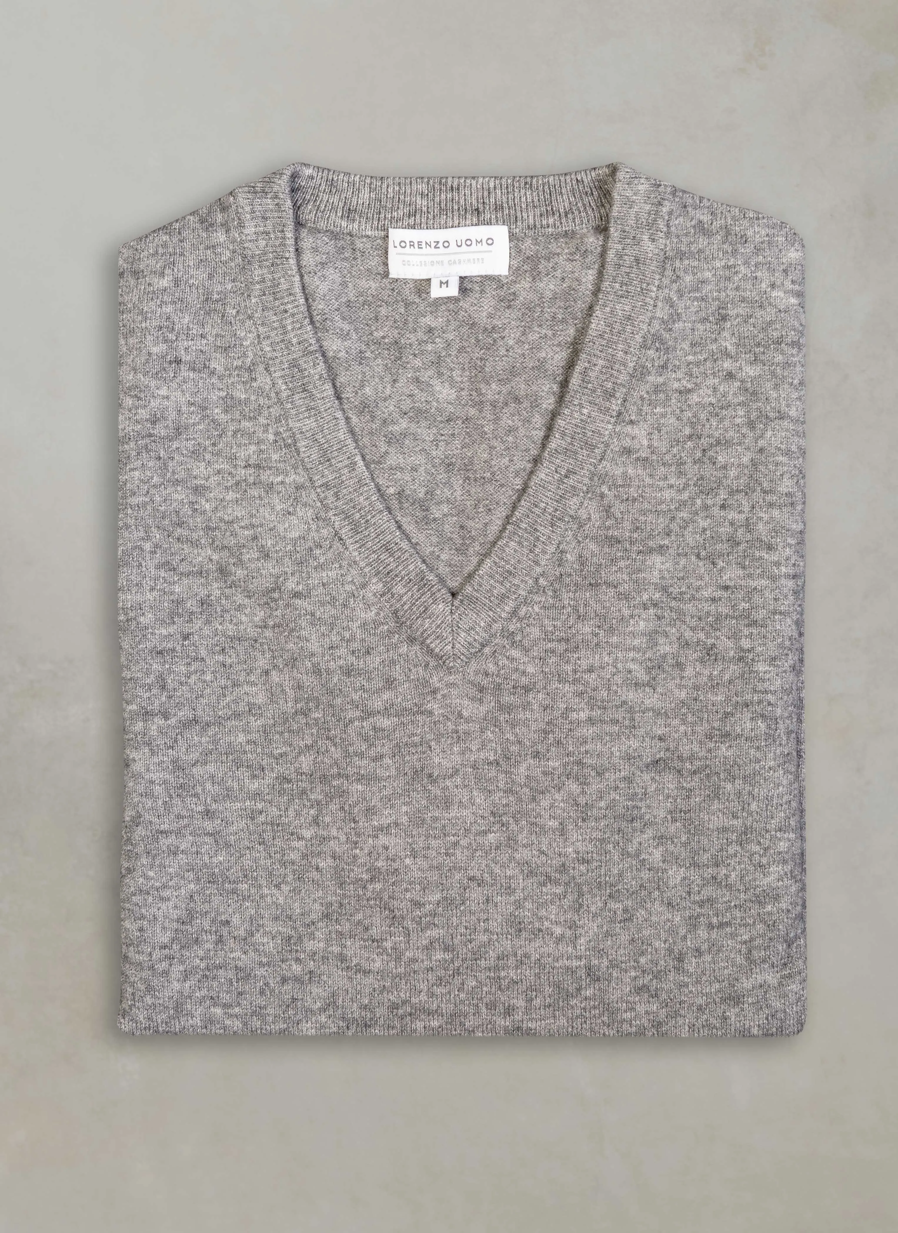 Men's Tribeca V-Neck Cashmere Sweater in Light Grey Heather