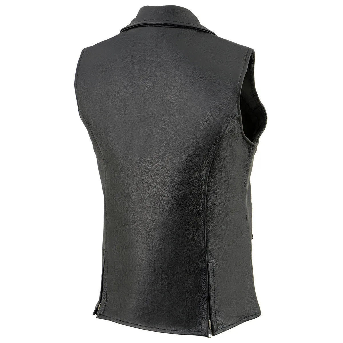 Milwaukee Leather MLL4521 Ladies Black Long Leather Vest with MC Lapel